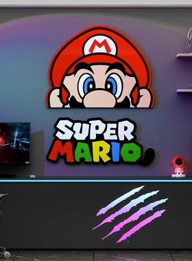 网红马里奥墙面贴电竞房间09603布品置装饰小画改屋造用儿童区卧