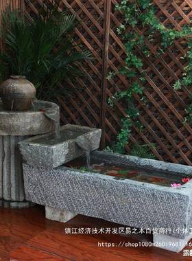 摆养鱼旧庭院水槽水景AL805057景观鱼缸老造景鱼池流水养鱼池槽马