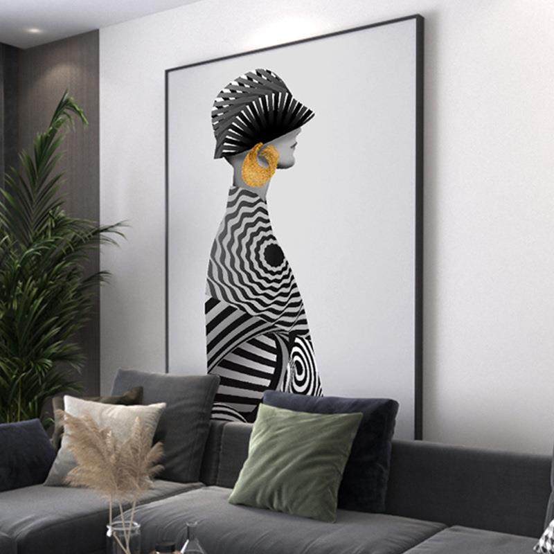 简约现代抽象艺术人物客厅墙面装饰画黑白灰走廊过道壁画玄关挂画,纺织面料/辅料/配套,纺织机械配件,淘宝优惠券,粉丝福利购,淘宝优惠卷