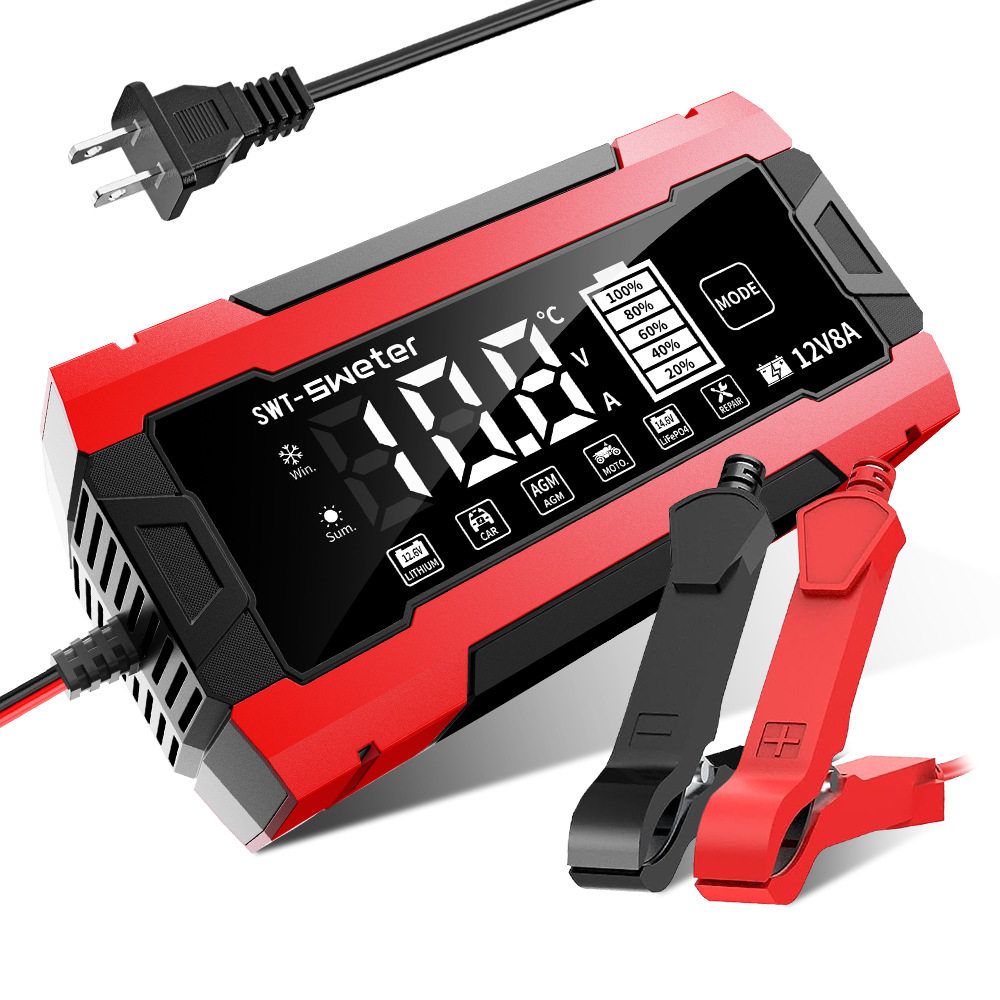 跨境汽车电瓶充电器12.6V锂电充电器14.6V铁锂充电器多功能充电