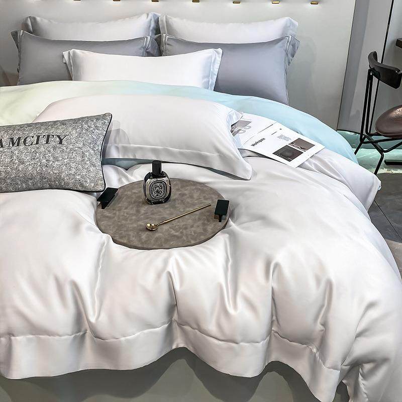 夏季纯色轻奢感天丝四件套丝滑裸睡仿真丝素色被套床笠款床上用品,纺织面料/辅料/配套,纺织机械配件,淘宝优惠券,粉丝福利购,淘宝优惠卷