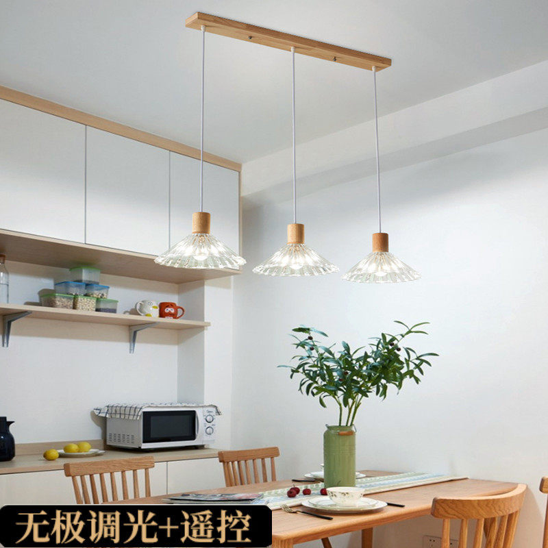 日式餐厅吊灯北欧原木现代简约饭厅小吊灯三头实木床头阳台餐吊灯