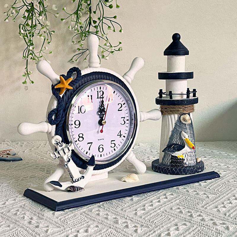 地中海钟表静音家用台式座钟创意时钟摆台摆放式桌面摆件客厅卧室