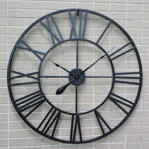 80cm欧式复古金属罗马数字挂钟创意家居装饰墙壁仿古铁罗马圆钟