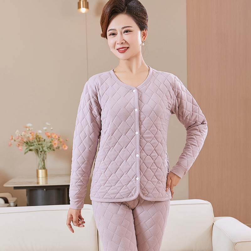 中老年人冬装女奶奶保暖内衣套装老人贴身棉服棉裤妈妈家居服睡衣