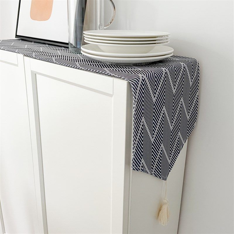 简约条纹电视柜桌布餐边柜鞋柜盖布双层流苏花边桌旗日式北欧风格,居家布艺,万能盖巾,淘宝优惠券,粉丝福利购,淘宝优惠卷