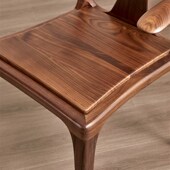 实木餐椅黑胡桃木靠背书椅扶手座椅书房椅子牛角椅总统椅