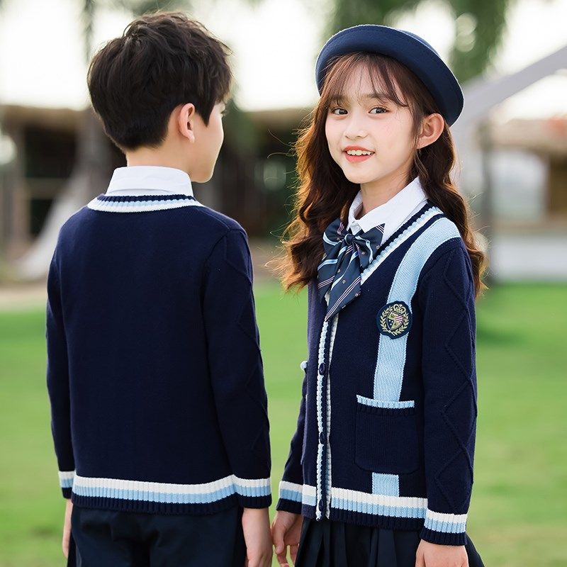 户外2024新款合唱服纯棉长袖jk二件套学院风针织礼服羊毛衫老师服