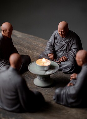 炼器陶瓷弘一法师禅意摆件创意家居客厅茶室茶桌四大高僧装饰摆设