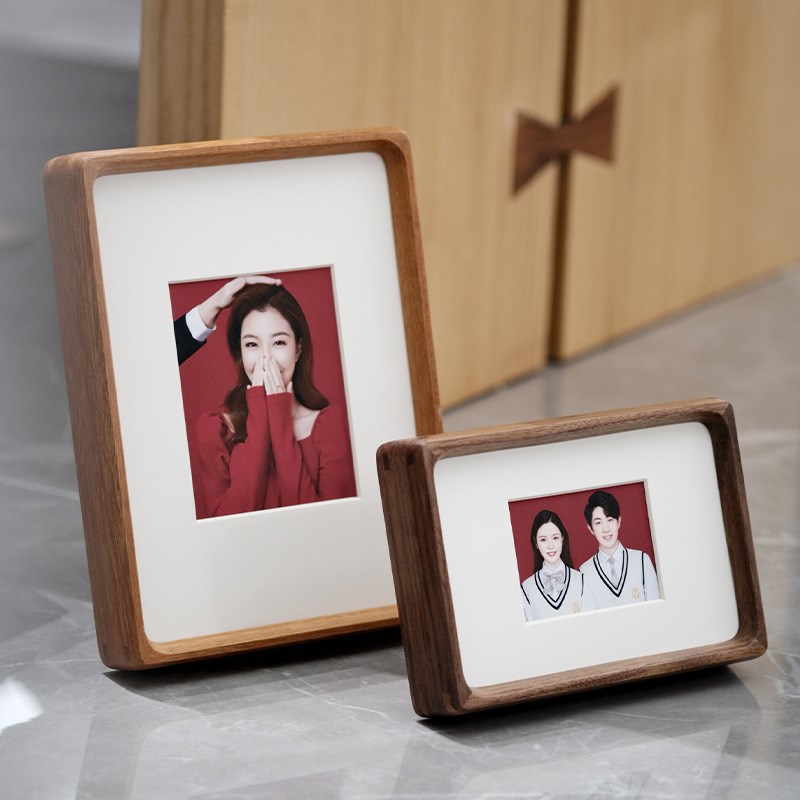 结婚证件照相框摆台定制洗照片新人婚姻登记照打印6寸8寸实木摆件