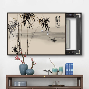 家用电表箱遮盖装饰画免打孔新中式餐厅配电箱遮挡挂画定制小尺寸