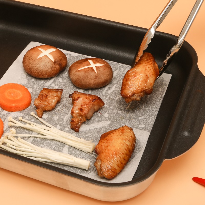 52克特厚方形空气炸锅专用垫纸烤肉耐高温烤箱盘硅吸油纸烘焙家用