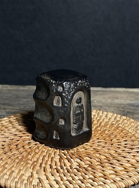 中式复古手作敦煌佛窟禅意摆件创意仿古茶桌桌面做旧装饰盖置摆件