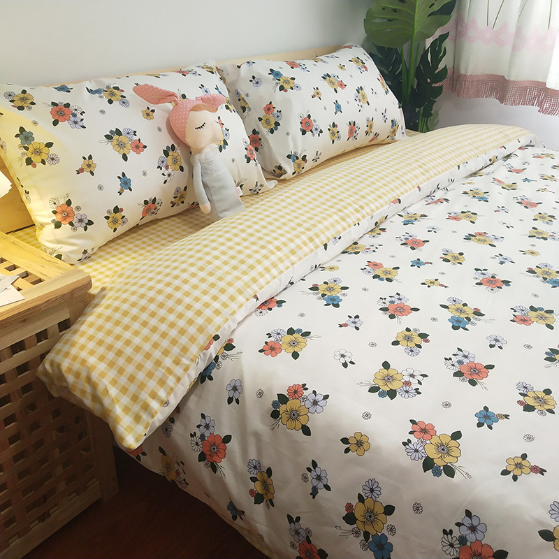 全棉小清新碎花四件套床上用品纯棉网红学生宿舍被套单人床三件套