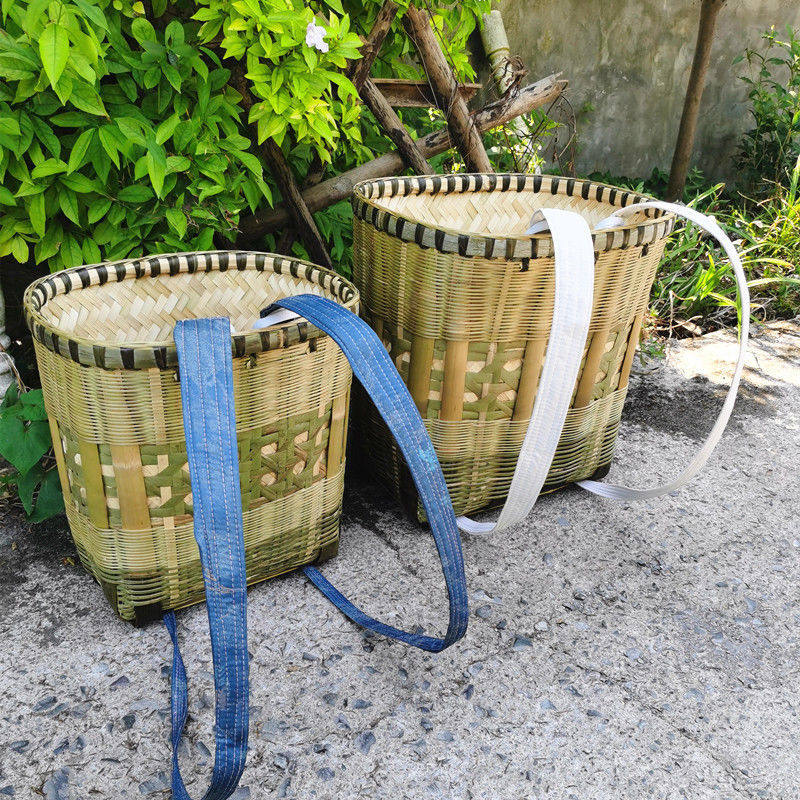 竹编背篓竹背篼双层背夹大人成人买菜摘花椒背沙土砖四川手工竹筐