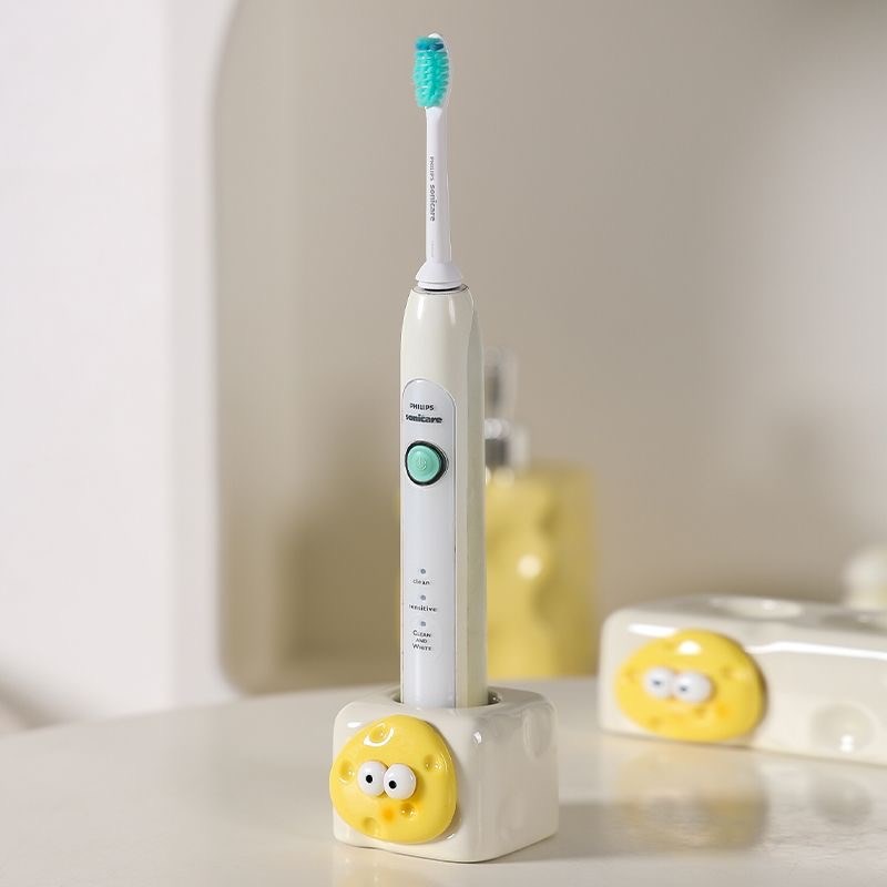 奶油风奶酪洗手台洗漱台电动牙刷牙膏架子置物架底座支架收纳架子