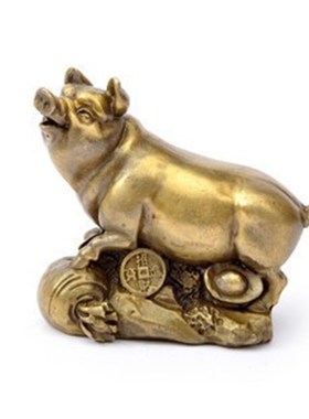 纯铜猪摆件小猪金猪生肖猪家居客厅饰品工艺品办公室桌面摆放