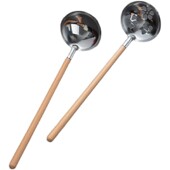 家用长柄勺饭勺汤匙304不锈钢勺子防烫榉木柄把汤勺漏勺套装