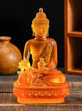 琉璃光药师佛摆件如来佛像中式工艺品居家装饰品摆放客厅供奉摆设