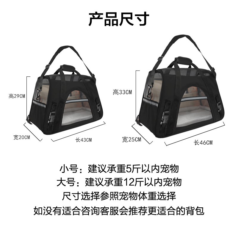 呗町森宠物背包外出手拎包雪纳瑞狗狗单肩背包猫包便携猫咪外出包