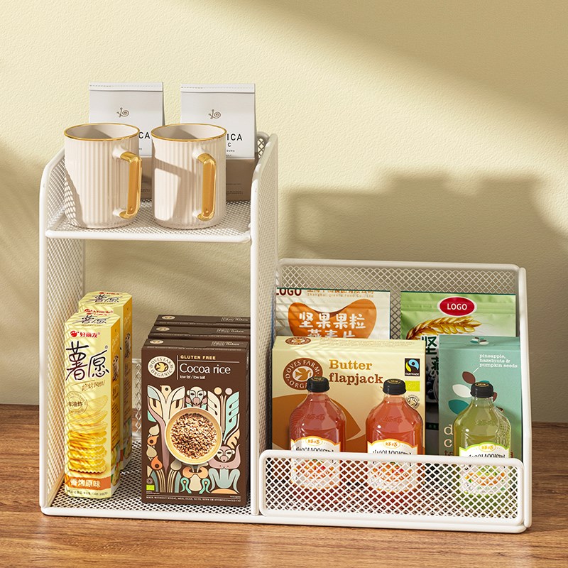 餐桌收纳神器桌上零食架大容量分层铁艺杯子架客厅茶几桌面置物架