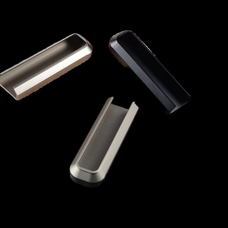 内嵌式铝合金横装对开门隐形拉手22板25板窄边开槽拉手衣柜门把手