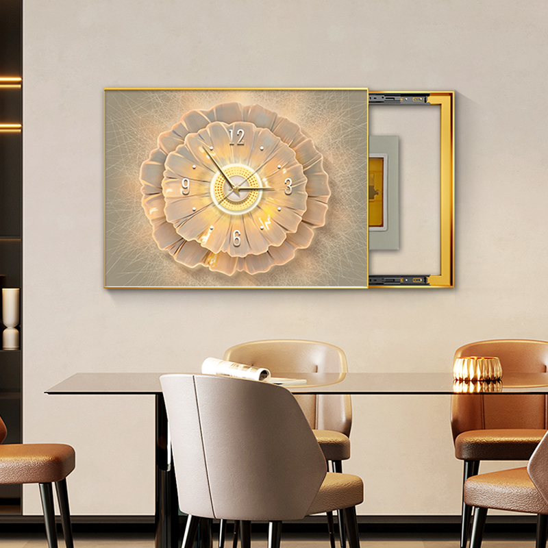 花卉电表箱装饰画轻奢高级感创意钟表挂画遮挡配电箱电源总开关盒