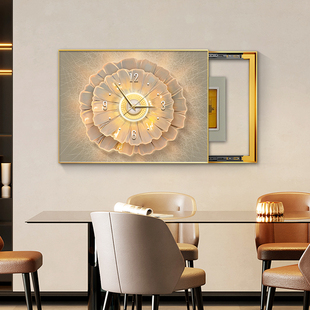 花卉电表箱装饰画轻奢高级感创意钟表挂画遮挡配电箱电源总开关盒