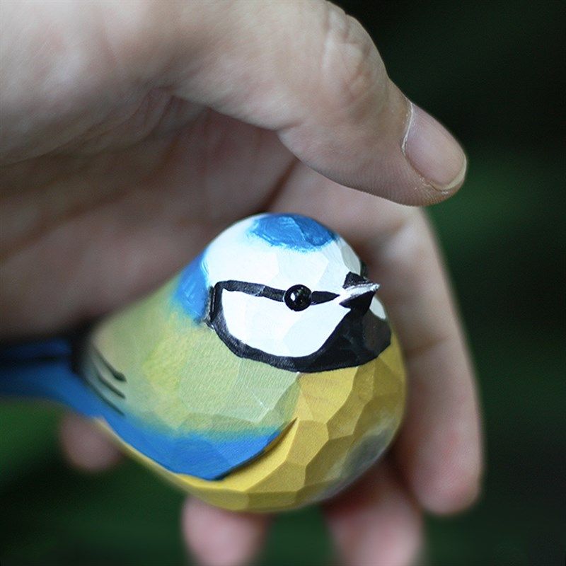 鹿妖商店 肥啾木雕小鸟 礼物 蓝山雀小胖鸟 纯手工 实木桌面摆件,家居饰品,装饰摆件,淘宝优惠券,粉丝福利购,淘宝优惠卷