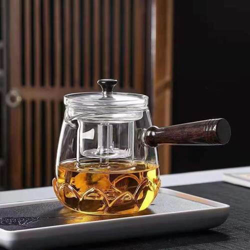 侧把高硼硅透明玻璃煮茶壶电陶炉专用家用办公烧水壶玻璃蒸煮茶器