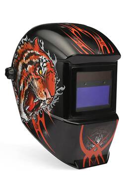 ALOE-433自动变光氩弧焊电焊焊接面罩焊工专用焊帽磨砂黑印花老虎