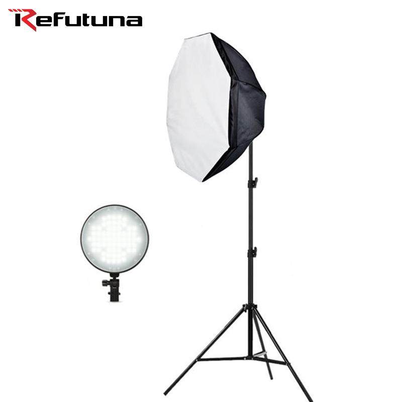 锐富图八角柔光箱套装LED补光灯2米灯架白光圆盘灯直播摄影灯
