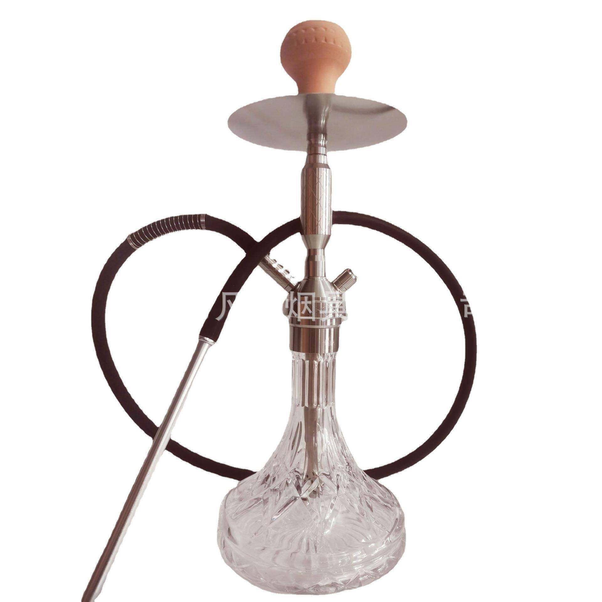 2023新款高端不锈钢水烟壶刻花玻璃瓶工厂现货shishaHookah