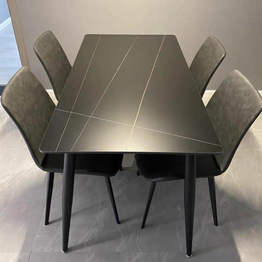 岩板餐桌现代简约家用小户型轻奢北欧大理石长方形桌椅组合经济型