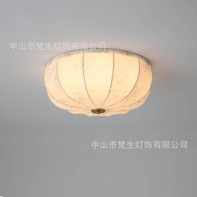 全光谱法式复古卧室吸顶灯美式过道灯衣帽间书房玄关阳台布艺灯具