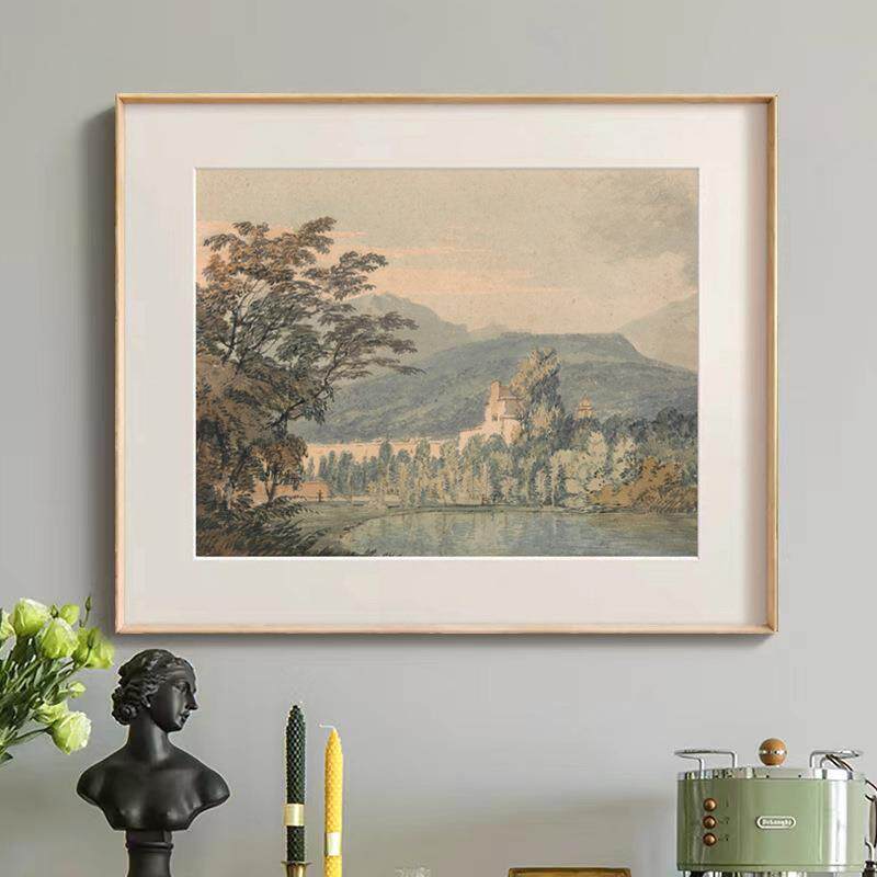 法式小众艺术客厅装饰画欧式卧室餐厅挂画北欧风景画民宿暖色风格