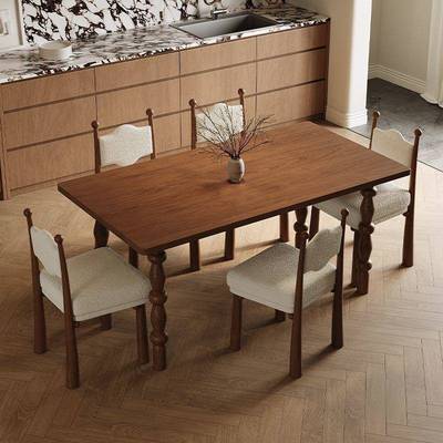 简约古风实木餐桌餐桌椅北欧小户型长方形饭桌法式家用复古书桌