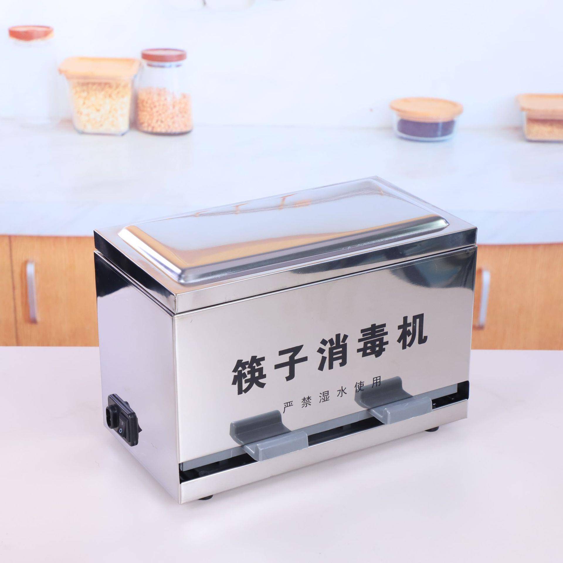 不锈钢加厚筷子消毒盒带盖式便捷按压收纳盒饭店专用筷子收纳盒