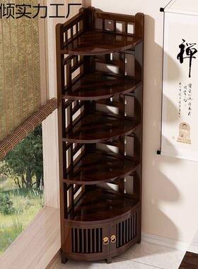 转角置物架家用转角柜墙角柜新中式餐厅角落柜客厅边角柜沙发边柜