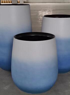 家庭园艺北欧蓝色小清新日式欧式简约现代条纹陶瓷花瓶陶罐