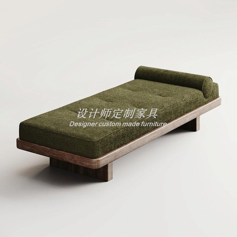 床中古实木诧复古长凳寂风榻米客厅沙发SJ-6208凳奶油风简约卧榻
