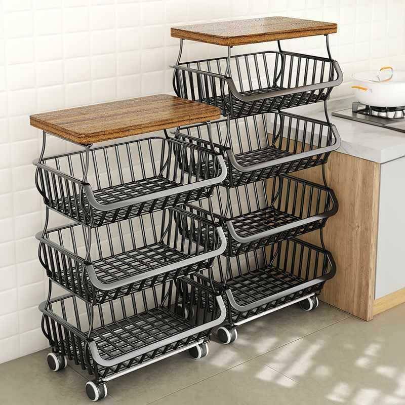 房蔬菜置物架多层收菜纳筐落地厨果放架F97JH9H9子多功能移动蔬菜