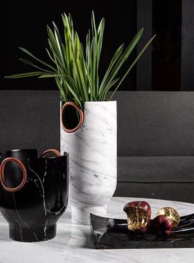 简约现代树脂仿大理石纹花瓶花器客厅电意视柜LSZ0440面几何规则