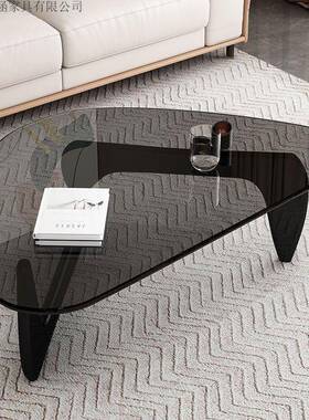 代简客约创意圆形茶几用小户型厅现钢化玻璃茶几YXT网红灰色家茶