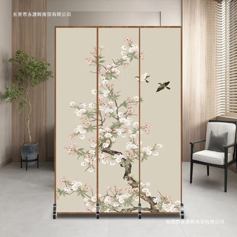 中式风隔断墙进遮门屏酒QPK店卧室折叠移动玄厅关客小户型简易挡