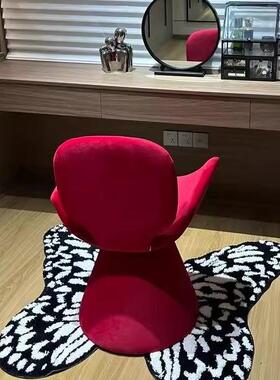 泽化妆椅意式轻奢女生卧FVP室帽转衣屿间美甲红色可旋凳子梳妆台