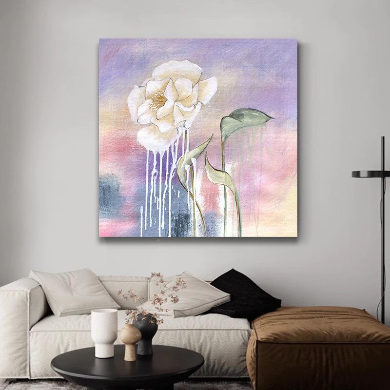 纯手绘厅抽象油画花卉沙发关背景厅卧室画客玄餐挂墙肌SH190理装