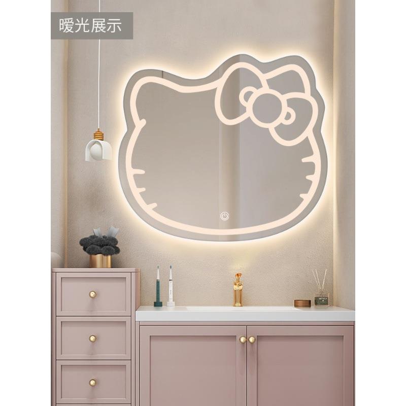 卡通咪智能镜浴e室镜猫子ld带灯化壁挂网红异形梳妆镜640妆桌补光