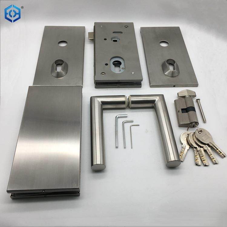 璃璃双开玻门锁带钥匙带拧手GL2-TH00不锈钢空心把手执玻锁方形手