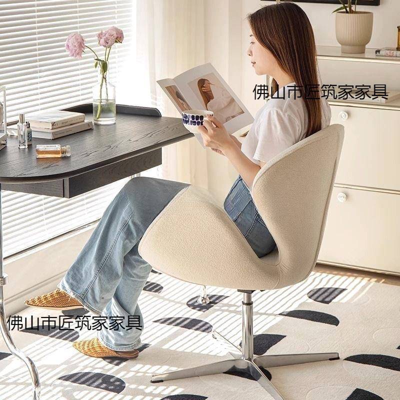 -吉沙妃手翔天鹅椅小发适坐感升降办公椅化妆椅舒凳子无扶座椅滑